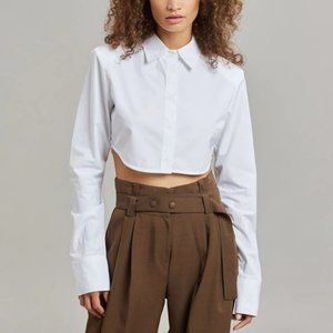 THE FRANKIE SHOP UMA CROPPED SHIRT - WHITE